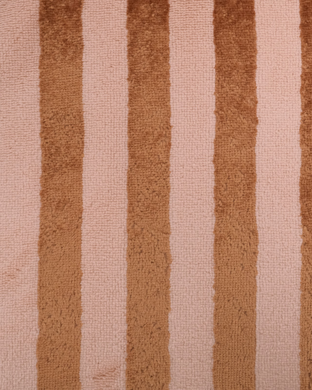 Tissu Eponge Bambou à Rayures Nude et Caramel - Mercerine