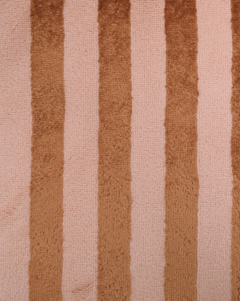 Tissu Eponge Bambou à Rayures Nude et Caramel - Mercerine