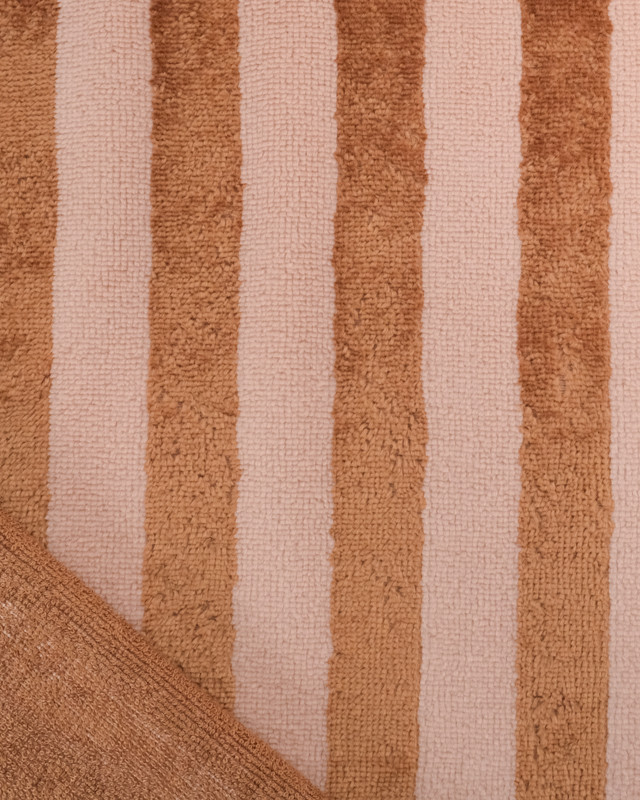 Tissu Eponge Bambou à Rayures Nude et Caramel - Mercerine
