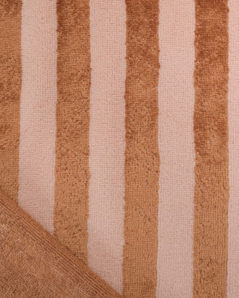 Tissu Eponge Bambou à Rayures Nude et Caramel - Mercerine