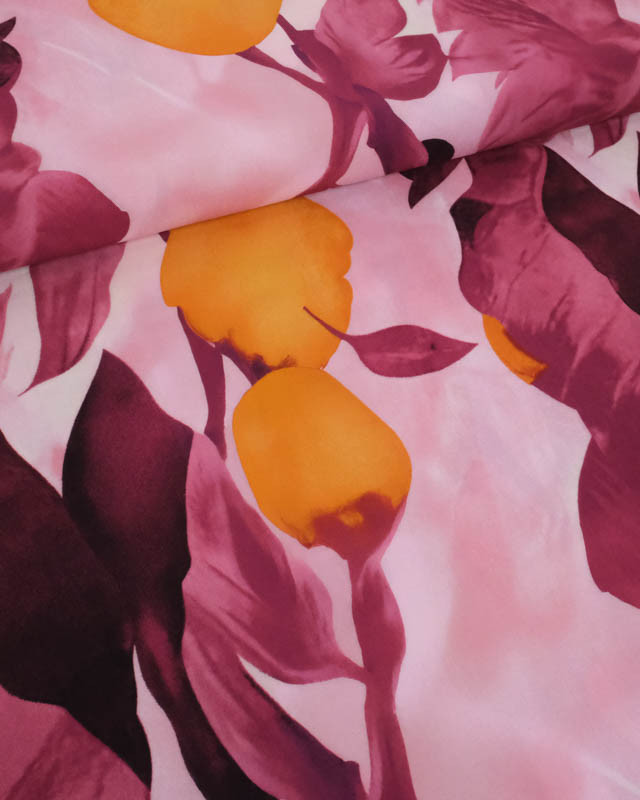 Popeline de Viscose Imprimée Orchidée Prune - Mercerine