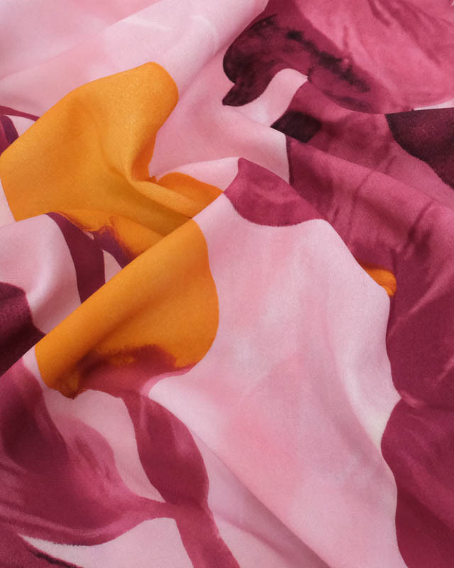 Popeline de Viscose Imprimée Orchidée Prune - Mercerine