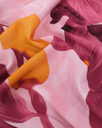 Popeline de Viscose Imprimée Orchidée Prune - Mercerine