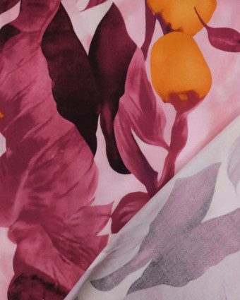Popeline de Viscose Imprimée Orchidée Prune - Mercerine