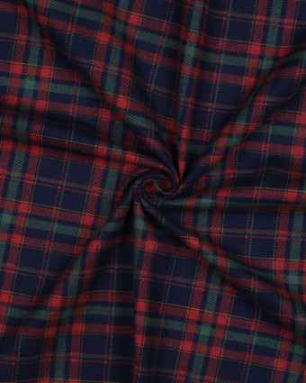 Tissu Flanelle Motif Tartan London Fond Bleu Marine - Mercerine