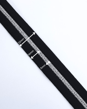 Fermeture au mètre - Noire Argent - 3 ou 5mm - Mercerine