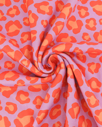 Eponge Microfibre Imprimé Léopard Orange Mauve Envers Bouclette - Mercerine
