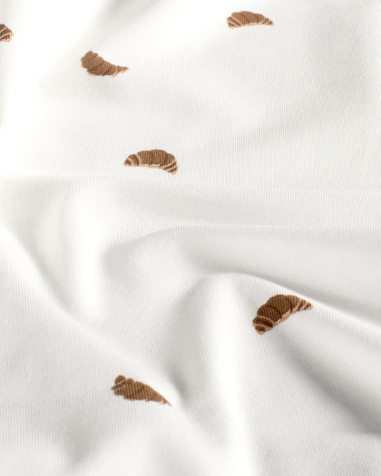 Jersey de Coton Ecru Motif Croissant - Mercerine