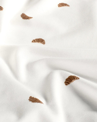 Jersey de Coton Ecru Motif Croissant - Mercerine