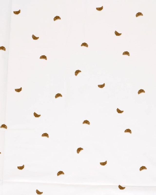 Jersey de Coton Ecru Motif Croissant - Mercerine
