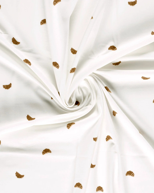 Jersey de Coton Ecru Motif Croissant - Mercerine