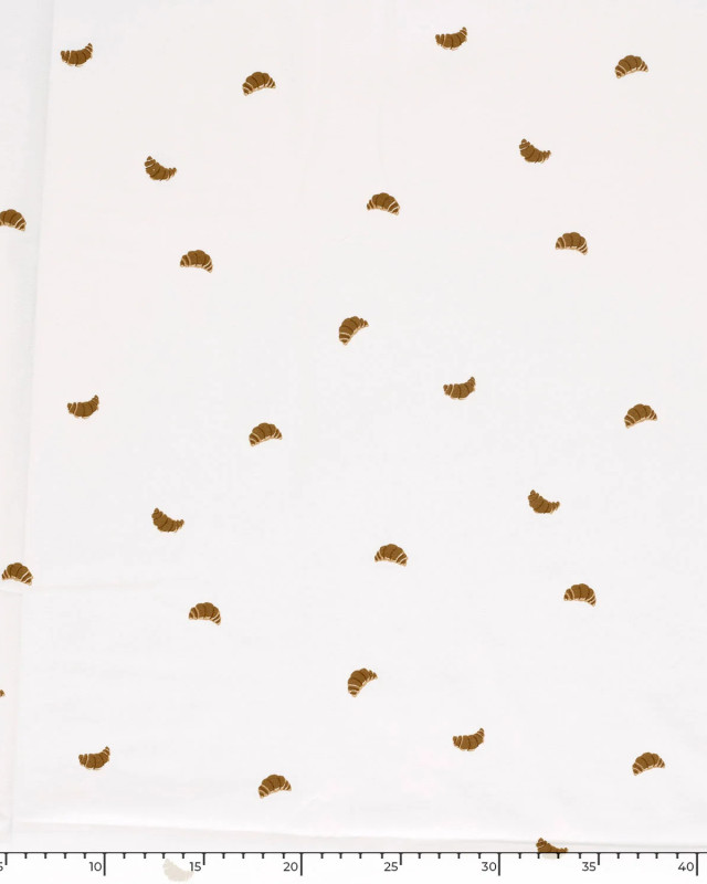 Jersey de Coton Ecru Motif Croissant - Mercerine