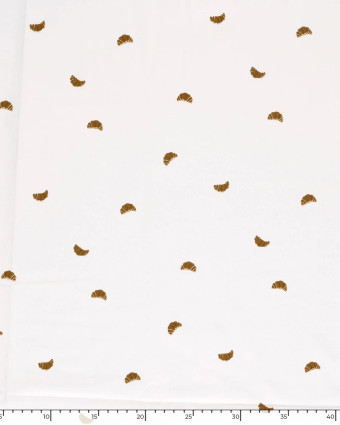 Jersey de Coton Ecru Motif Croissant - Mercerine