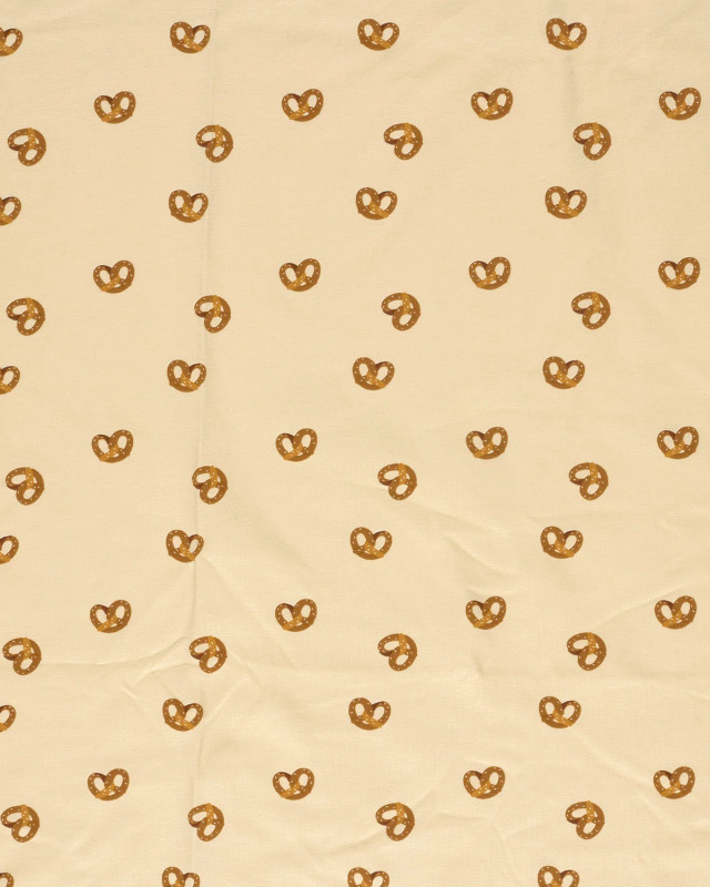 Jersey de Coton Beige Motif Bretzel  - Mercerine