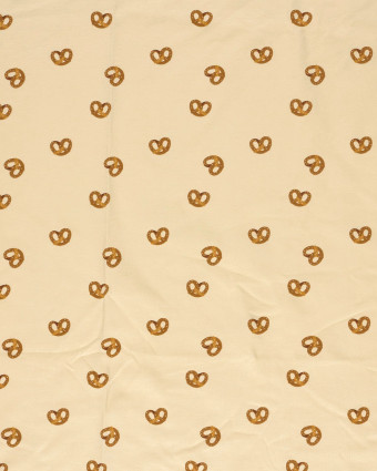Jersey de Coton Beige Motif Bretzel  - Mercerine