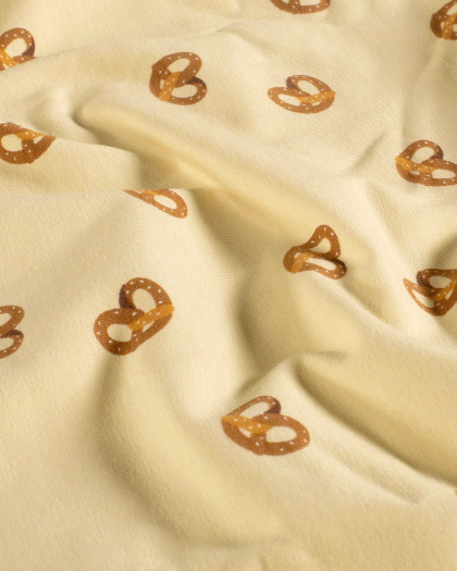 Jersey de Coton Beige Motif Bretzel  - Mercerine