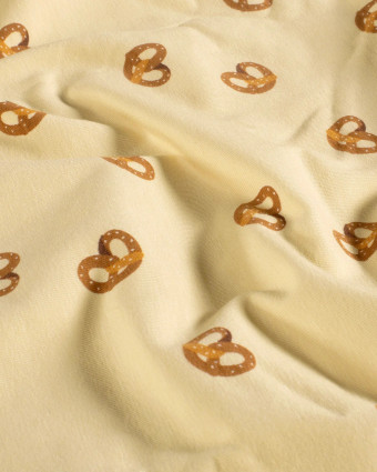 Jersey de Coton Beige Motif Bretzel  - Mercerine