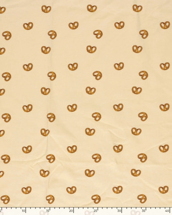 Jersey de Coton Beige Motif Bretzel  - Mercerine