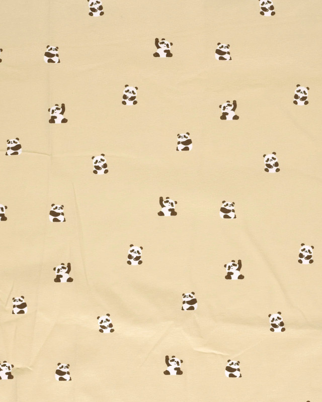 Jersey de Coton Sable Motif Panda - Mercerine
