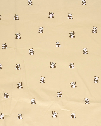 Jersey de Coton Sable Motif Panda - Mercerine