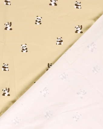 Jersey de Coton Sable Motif Panda - Mercerine