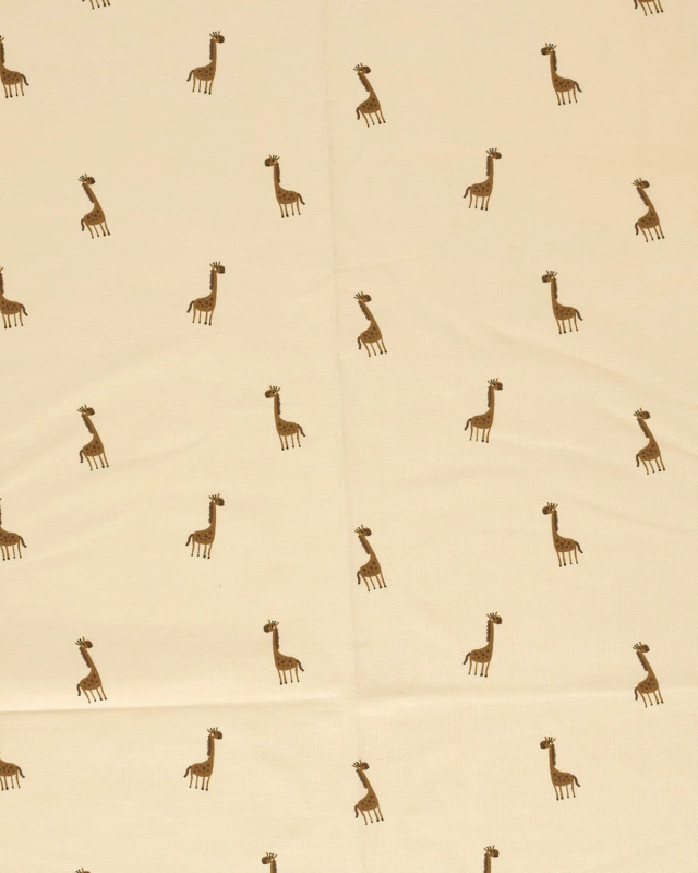 Jersey de Coton Sable Motif Girafe - Mercerine