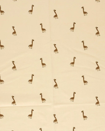 Jersey de Coton Sable Motif Girafe - Mercerine
