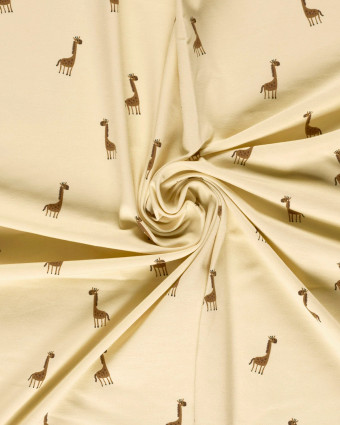 Jersey de Coton Sable Motif Girafe - Mercerine