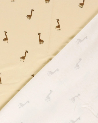 Jersey de Coton Sable Motif Girafe - Mercerine
