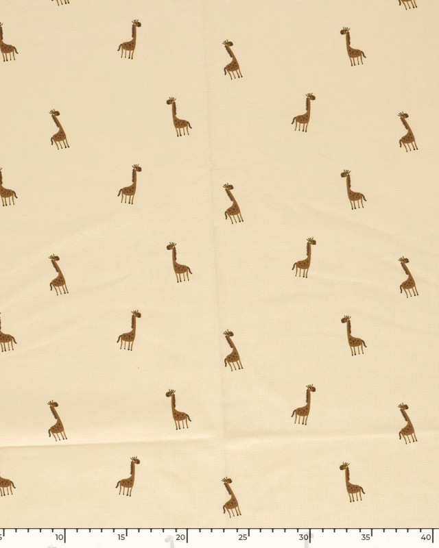 Jersey de Coton Sable Motif Girafe - Mercerine