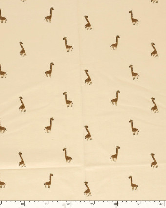 Jersey de Coton Sable Motif Girafe - Mercerine