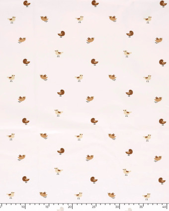 Jersey de Coton Ecru Petits Oiseaux - Mercerine