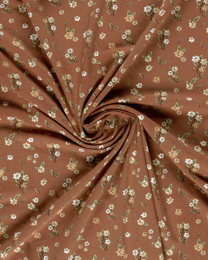 Jersey de Coton Vieux Rose Petites Fleurs - Mercerine