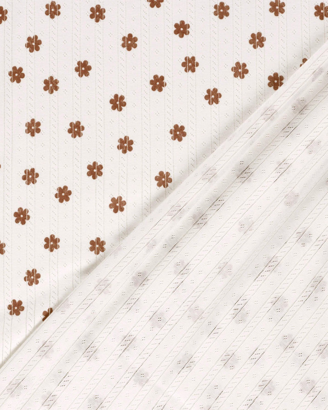 Jersey Ajouré Ecru Motif Fleuri - Mercerine