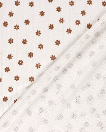 Jersey Ajouré Ecru Motif Fleuri - Mercerine