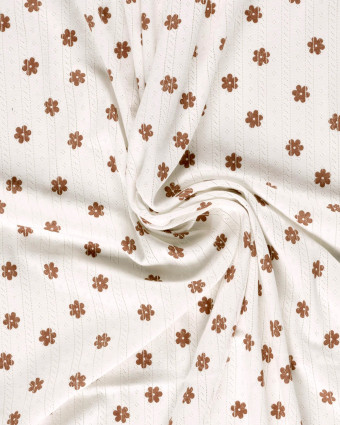 Jersey Ajouré Ecru Motif Fleuri - Mercerine