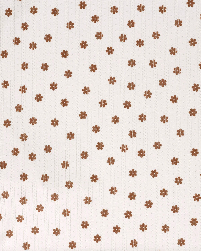 Jersey Ajouré Ecru Motif Fleuri - Mercerine