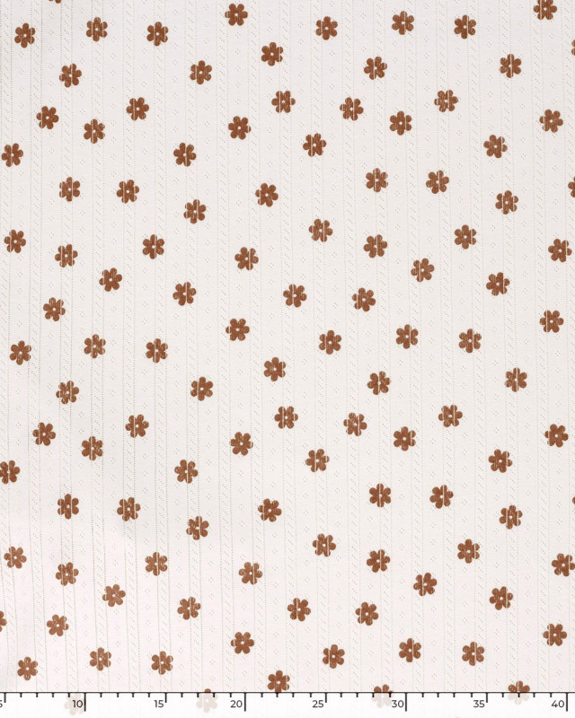 Jersey Ajouré Ecru Motif Fleuri - Mercerine