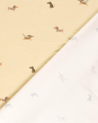 Jersey de Coton Beige Petits Teckels - Mercerine