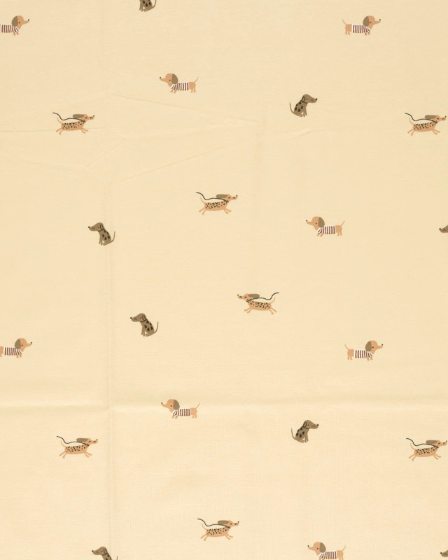Jersey de Coton Beige Petits Teckels - Mercerine