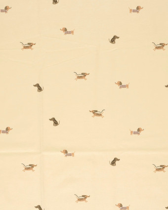 Jersey de Coton Beige Petits Teckels - Mercerine