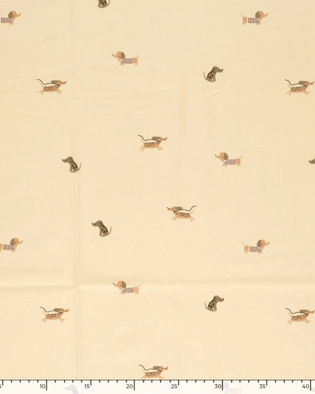 Jersey de Coton Beige Petits Teckels - Mercerine