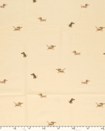 Jersey de Coton Beige Petits Teckels - Mercerine