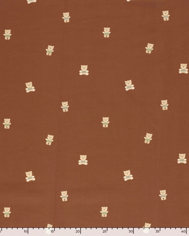 Jersey de Coton Vieux Rose Petit Ourson  - Mercerine