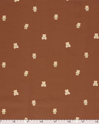 Jersey de Coton Vieux Rose Petit Ourson  - Mercerine