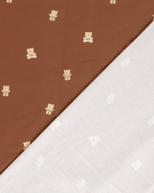 Jersey de Coton Vieux Rose Petit Ourson  - Mercerine