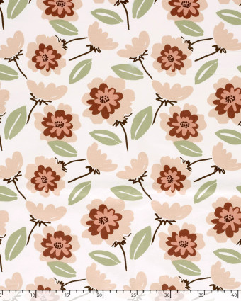 Jersey French Terry Ecru Motif Fleuri Rose - Mercerine