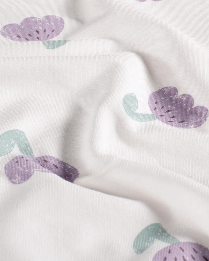 Jersey French Terry Ecru Tulipes Violettes - Mercerine