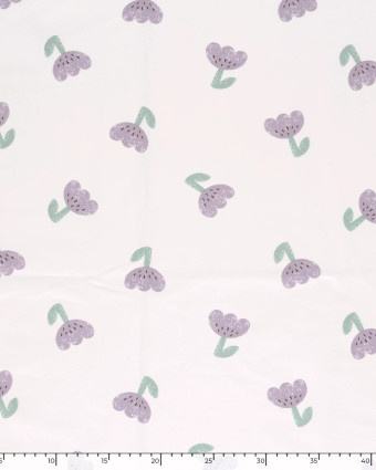 Jersey French Terry Ecru Tulipes Violettes - Mercerine