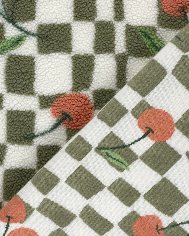 Tissu Sherpa à Carreaux et Cerise - Mercerine